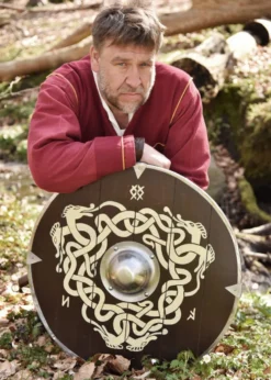 Angelsächsischer Schild mit Schlangenmotiv und Runen, 61 cm
