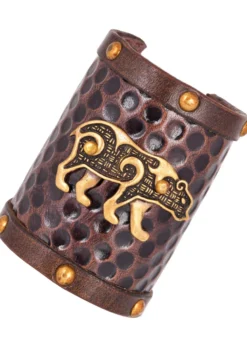 Armschützer aus Leder, Keltischer Bär-Motiv