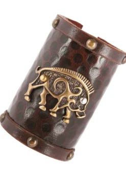 Armschützer aus Leder, Keltisches Wildschwein-Motiv