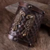 Armschützer aus Leder mit Nordischen Raben Hugin und Munin