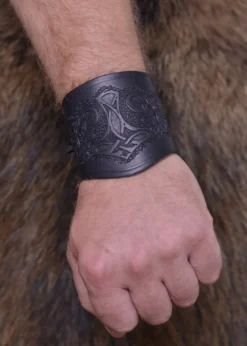 Armschützer aus Leder, mit Thorshammer, kurz