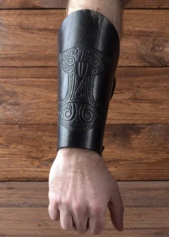 Armstulpe mit geprägtem Thorshammer, schwarz