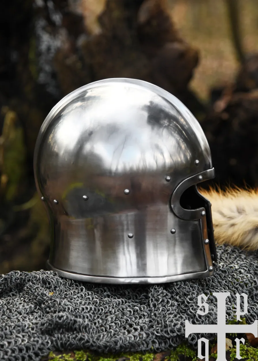 Barbuta in T-Form, 15. Jh., Mittelalter-Helm für Schaukampf, 2 mm Stahl