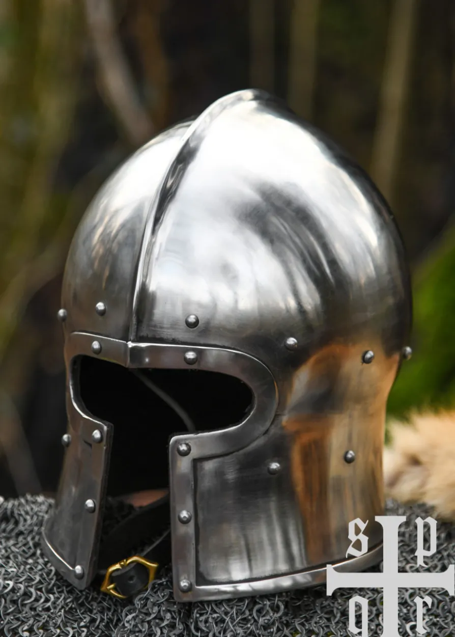 Barbuta in T-Form, 15. Jh., Mittelalter-Helm für Schaukampf, 2 mm Stahl