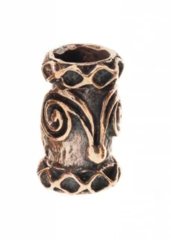Bartperle und Lockenperle mit Spiralen & Rauten aus Bronze