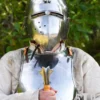 Beckenhaube mit Klappvisier und Zwiebel-Top, Mittelalter-Helm, 2 mm Stahl