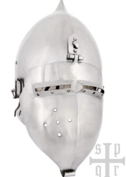 Beckenhaube mit Klappvisier und Zwiebel-Top, Mittelalter-Helm, 2 mm Stahl