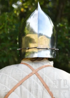 Beckenhaube mit Klappvisier und Zwiebel-Top, Mittelalter-Helm, 2 mm Stahl