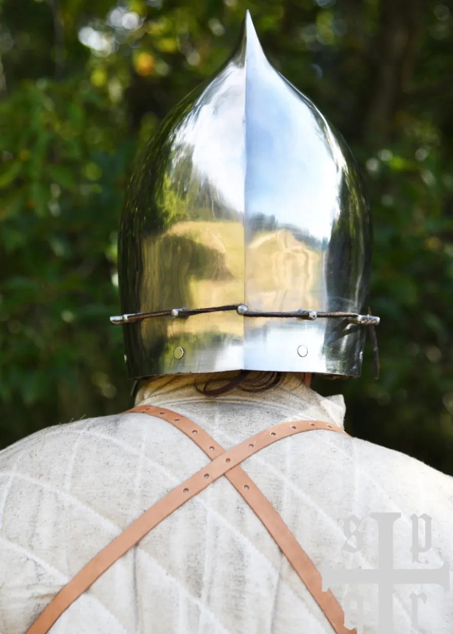 Beckenhaube mit Klappvisier und Zwiebel-Top, Mittelalter-Helm, 2 mm Stahl