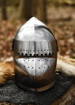 Beckenhaube mit Visier, 14. Jh., 2 mm Stahl