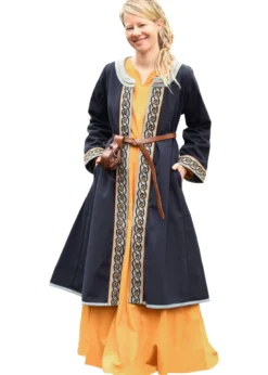 Bestickter Wikinger Mantel Ella, dunkelblau
