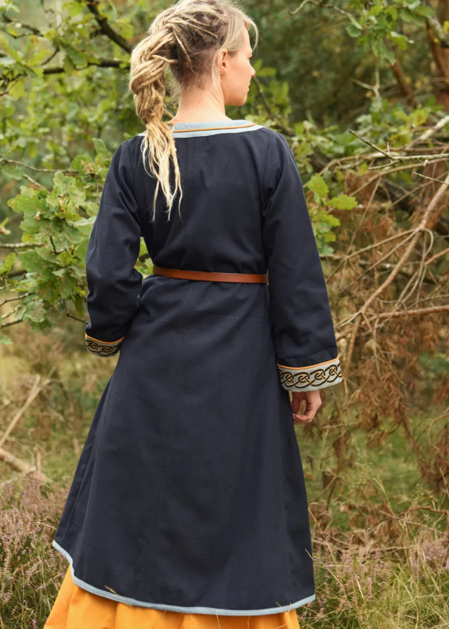 Bestickter Wikinger Mantel Ella, dunkelblau