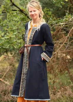 Bestickter Wikinger Mantel Ella, dunkelblau