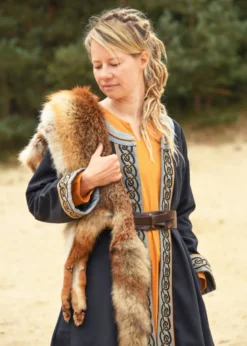 Bestickter Wikinger Mantel Ella, dunkelblau
