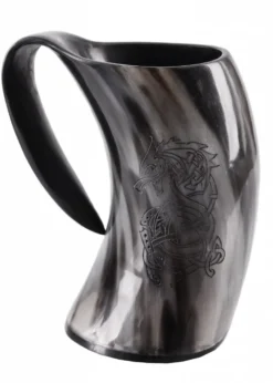 Bierkrug aus Horn - Fenrir, der Nordische Wolf