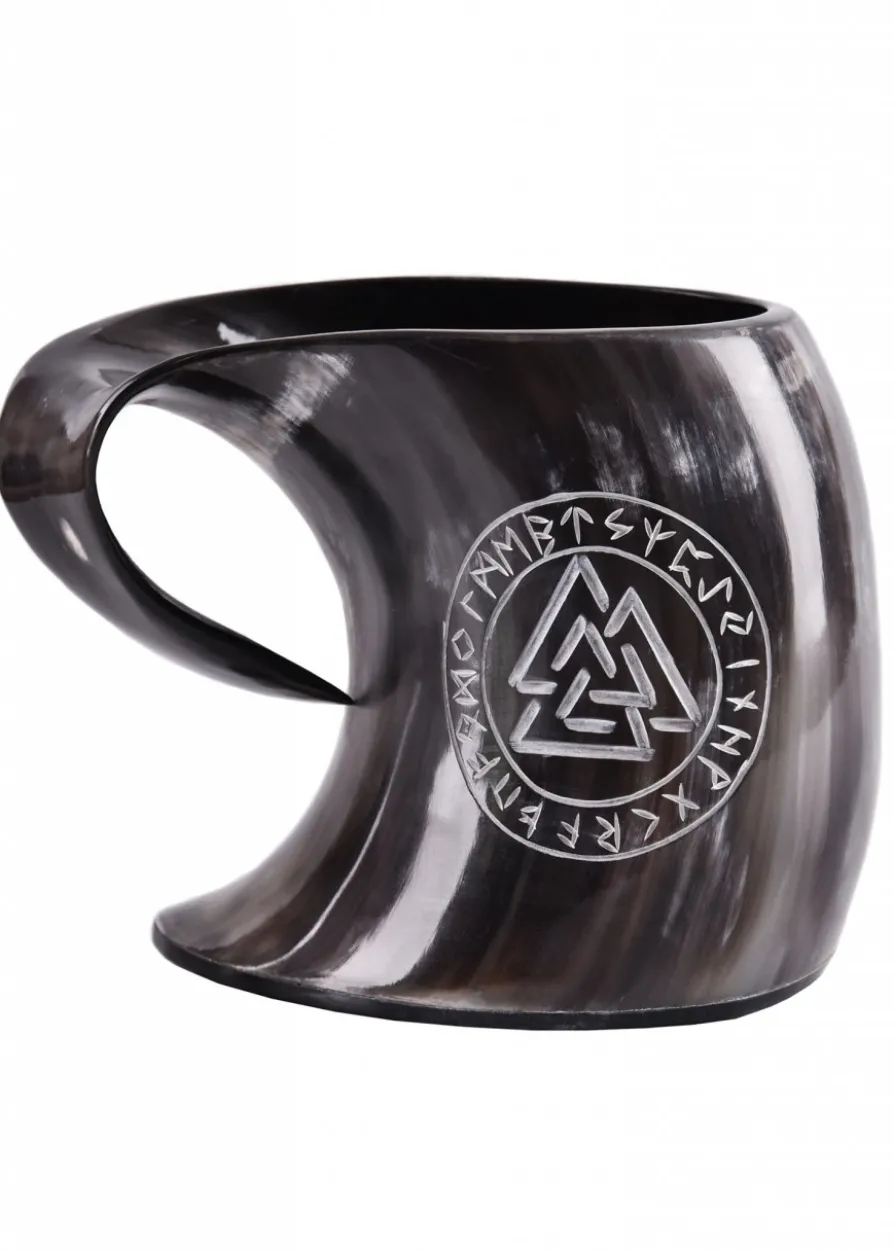 Bierkrug aus Horn - Valknut