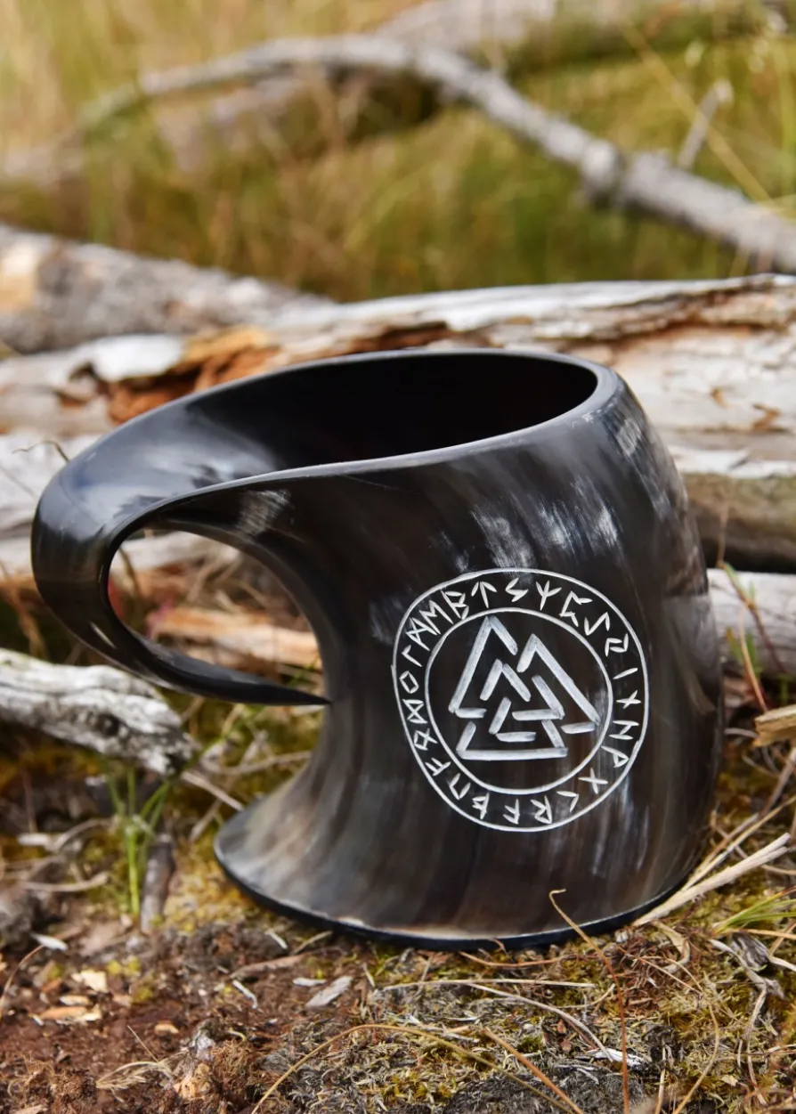 Bierkrug aus Horn - Valknut
