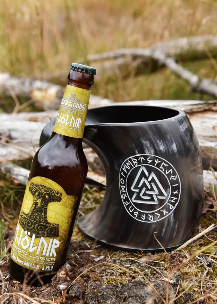 Bierkrug aus Horn - Valknut