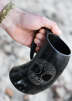 Bierkrug aus Horn - Yggdrasil