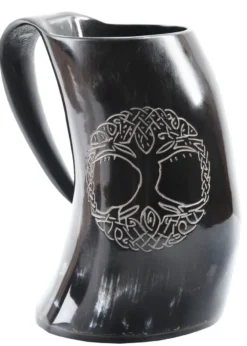 Bierkrug aus Horn - Yggdrasil