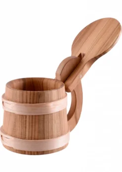Bierkrug mit Klappdeckel aus Holz, ca. 0,5 l