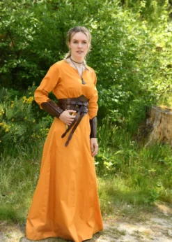 Breiter Ledergürtel, Doppelgürtel mit Flechtnaht, Unisex, dunkelbraun