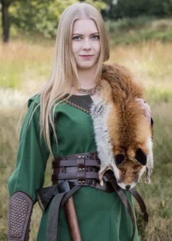 Breiter Ledergürtel, Doppelgürtel mit Flechtnaht, Unisex, dunkelbraun