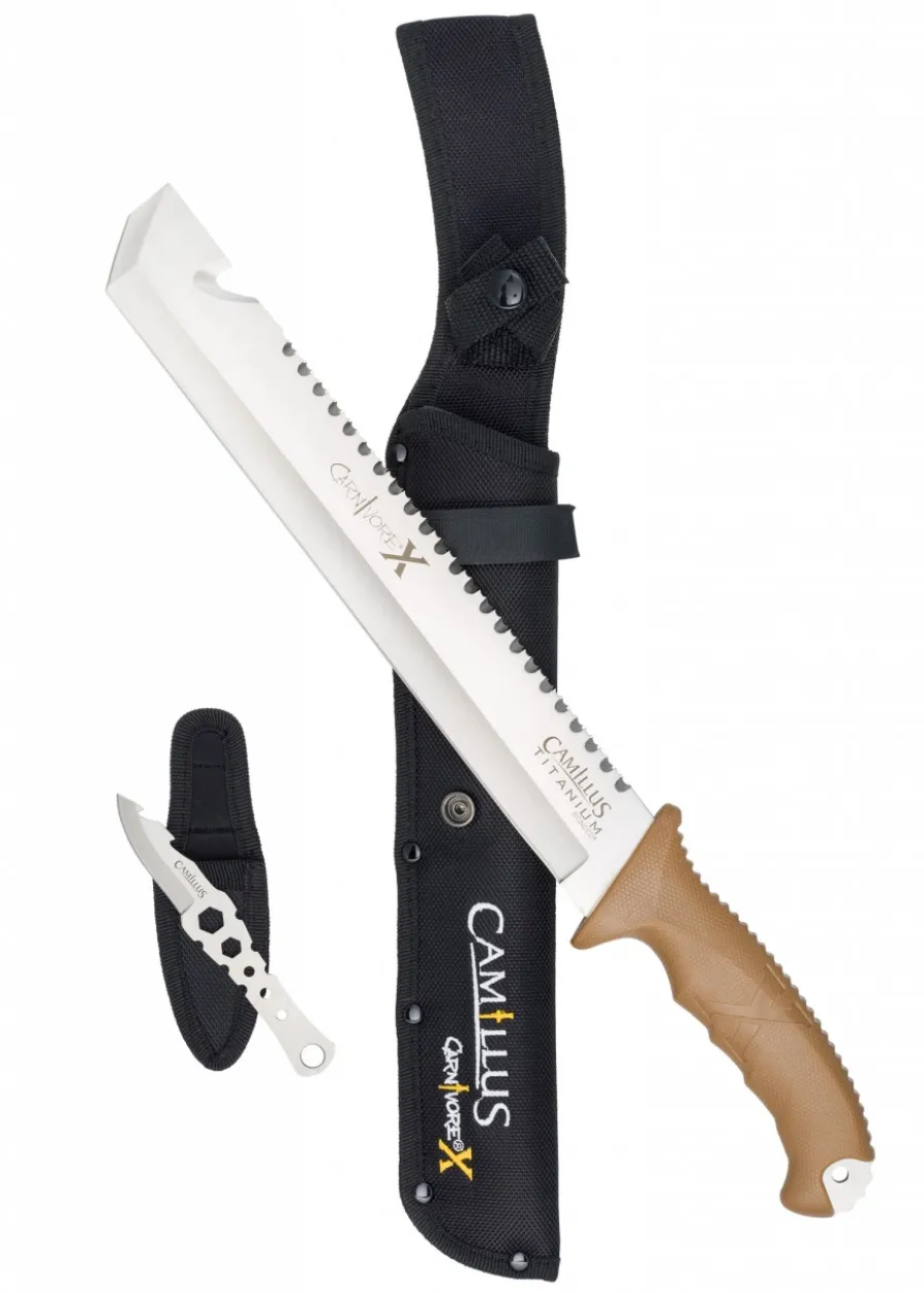 Camillus CARNIVORE X™ Machete mit Scheide, brauner Griff