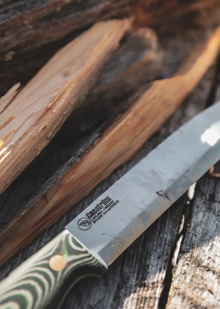 Casström, SWEDISH FOREST KNIFE NO. 14, GREEN MICARTA, FEUERSTAHL