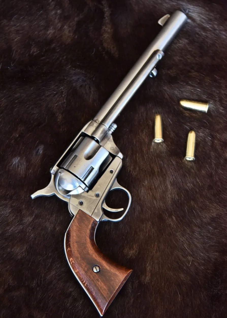 Colt-Revolver .45, US-Kavallerie 1873, Poliertes Nickel-Finish & Holz, Replik
