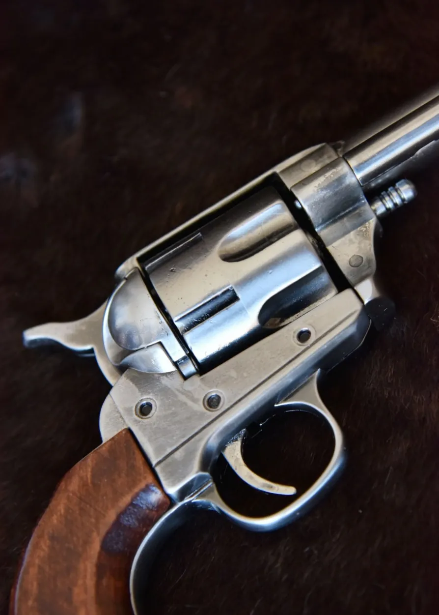Colt-Revolver .45, US-Kavallerie 1873, Poliertes Nickel-Finish & Holz, Replik