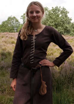 Cotehardie Ava, Mittelalterkleid, braun