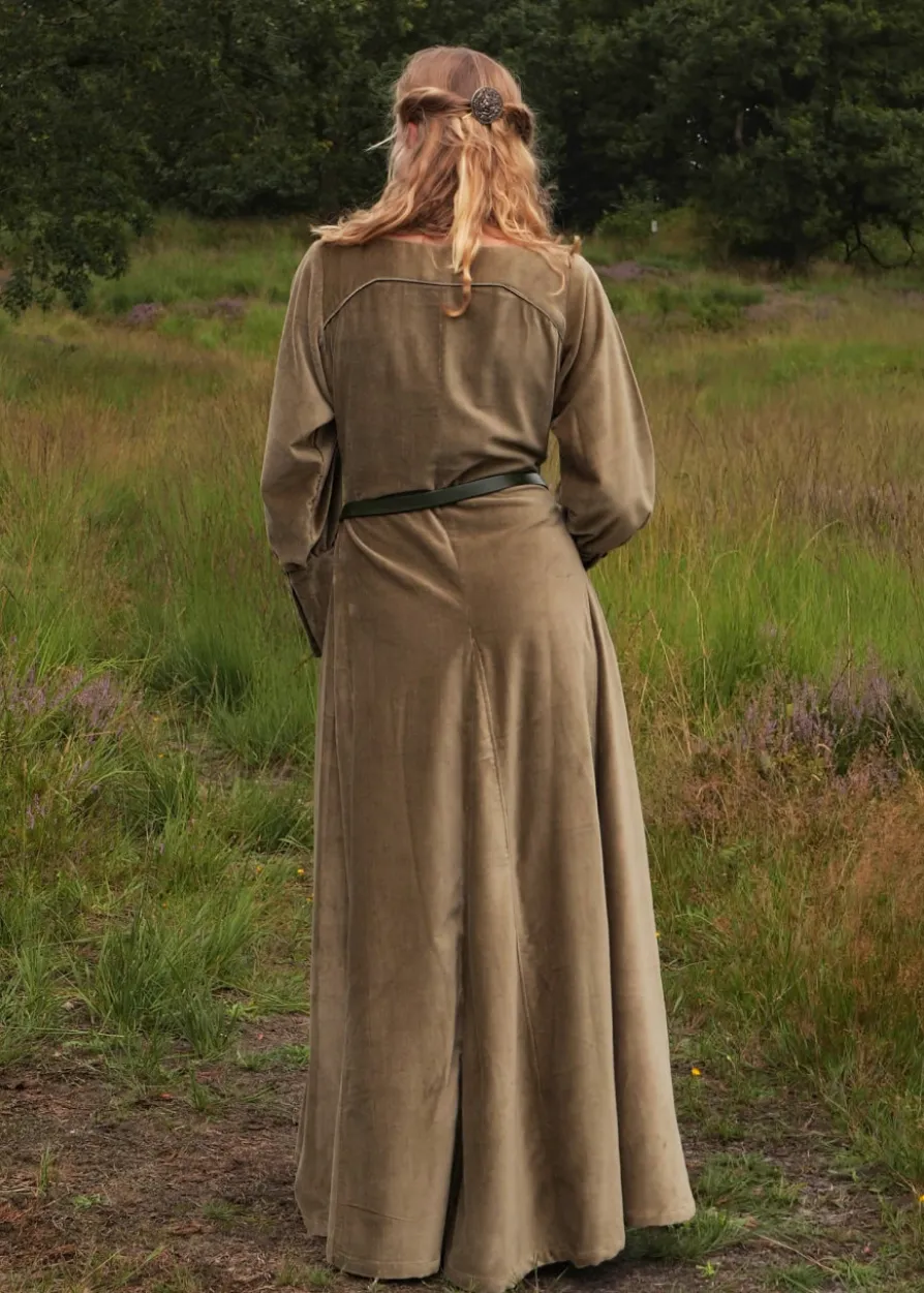 Cotehardie Isabell aus Samt, Mittelalterkleid, grün