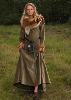 Cotehardie Isabell aus Samt, Mittelalterkleid, grün