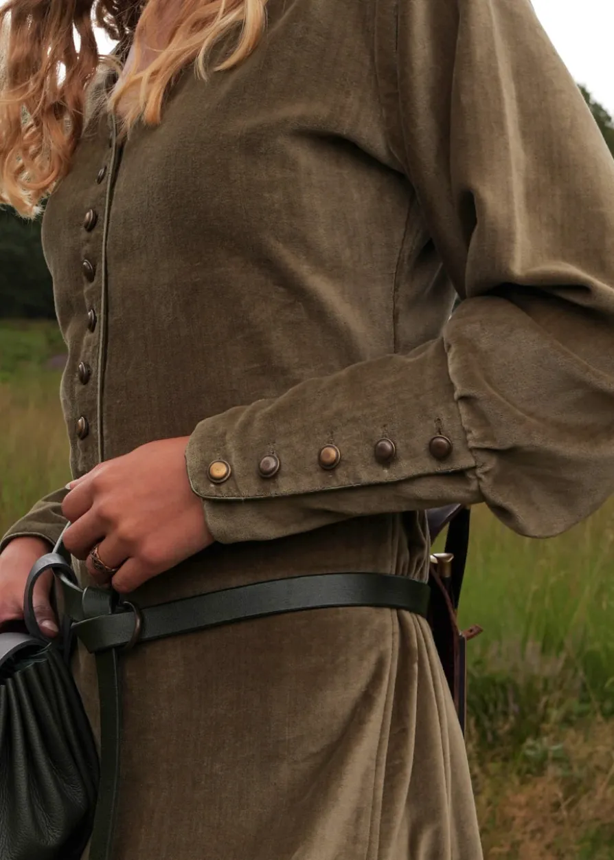 Cotehardie Isabell aus Samt, Mittelalterkleid, grün