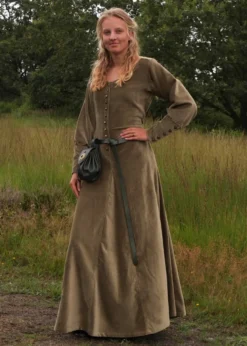 Cotehardie Isabell aus Samt, Mittelalterkleid, grün