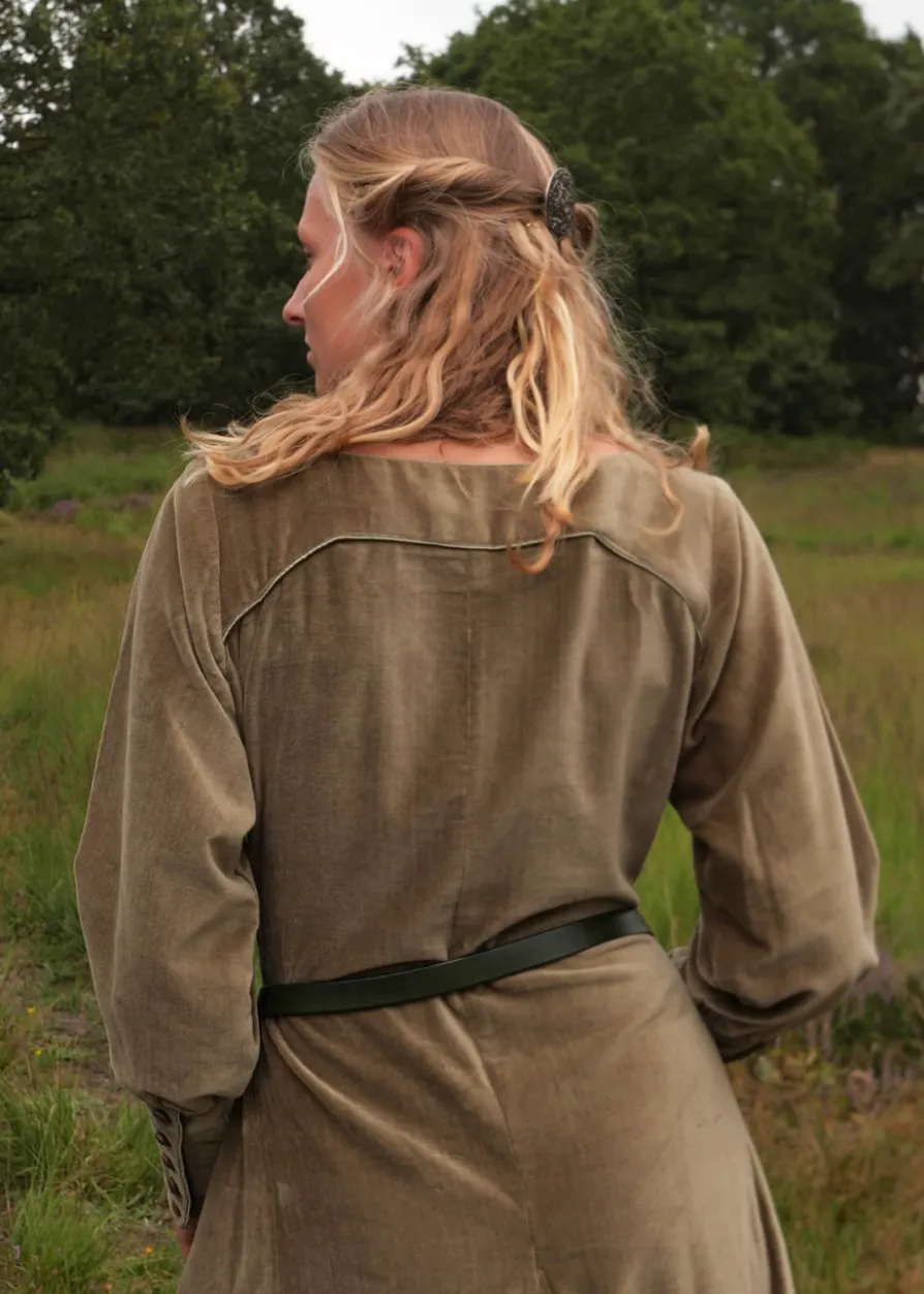 Cotehardie Isabell aus Samt, Mittelalterkleid, grün