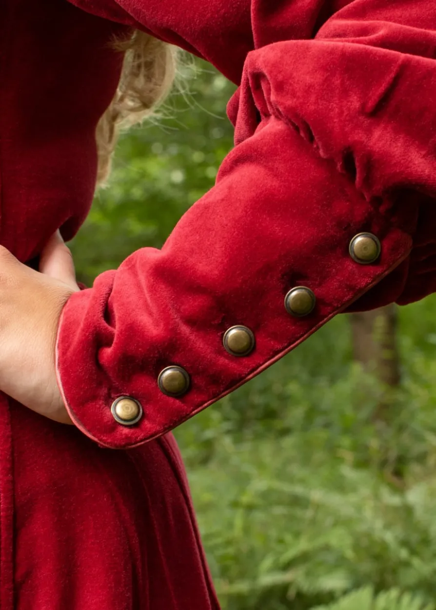 Cotehardie Isabell aus Samt, Mittelalterkleid, rot