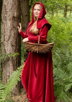 Cotehardie Isabell aus Samt, Mittelalterkleid, rot