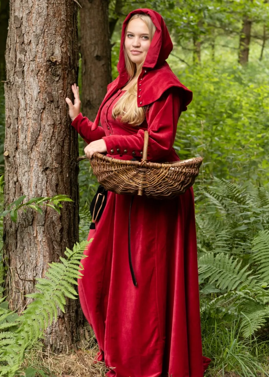 Cotehardie Isabell aus Samt, Mittelalterkleid, rot