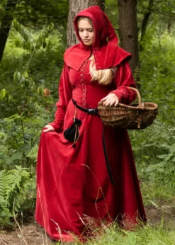 Cotehardie Isabell aus Samt, Mittelalterkleid, rot