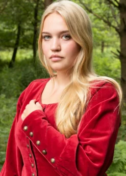 Cotehardie Isabell aus Samt, Mittelalterkleid, rot