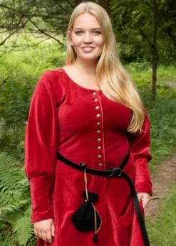 Cotehardie Isabell aus Samt, Mittelalterkleid, rot