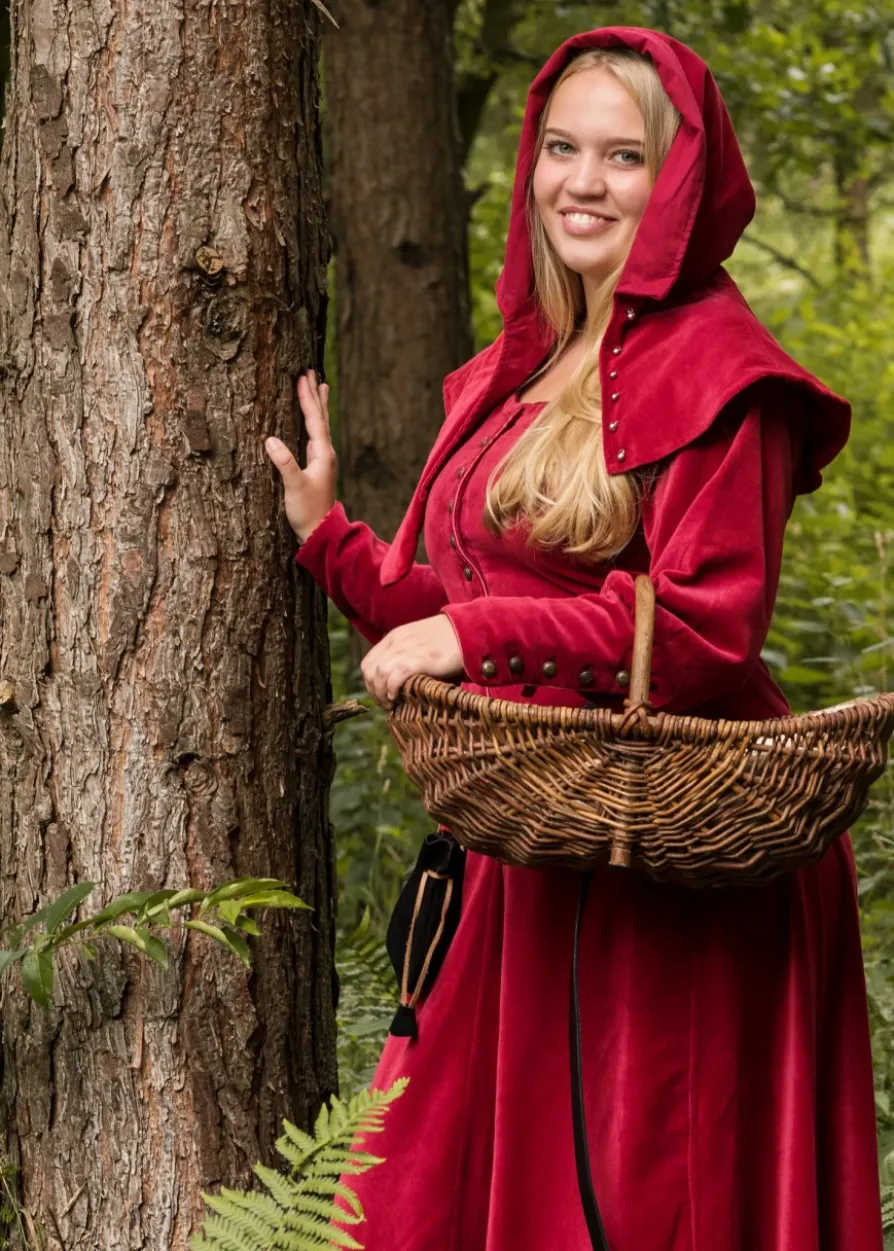 Cotehardie Isabell aus Samt, Mittelalterkleid, rot