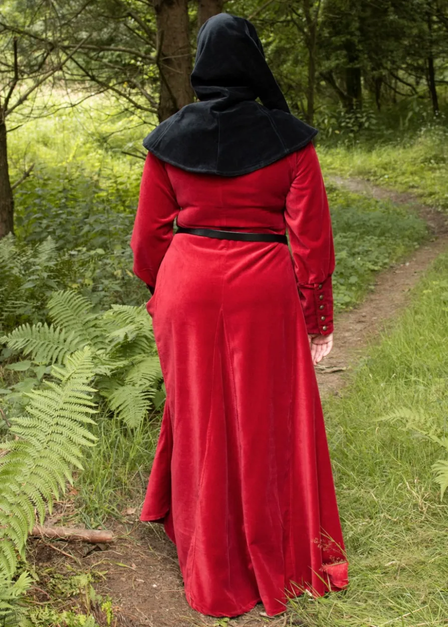 Cotehardie Isabell aus Samt, Mittelalterkleid, rot