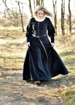 Cotehardie Isabell aus Samt, Mittelalterkleid, schwarz
