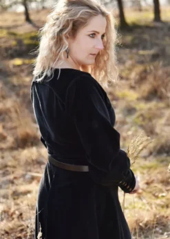 Cotehardie Isabell aus Samt, Mittelalterkleid, schwarz