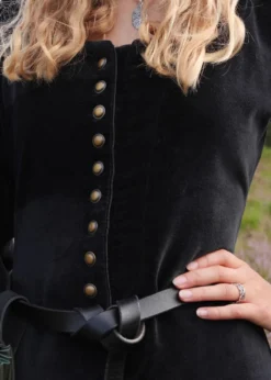 Cotehardie Isabell aus Samt, Mittelalterkleid, schwarz