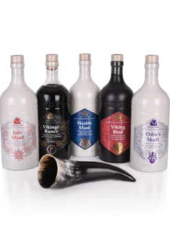Dansk Mjød - Probierpaket 1 - 5 x 0,75l Met plus Trinkhorn 0,2l