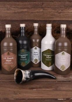 Dansk Mjød - Probierpaket 2 - 5 x 0,75l Met plus Trinkhorn 0,2l